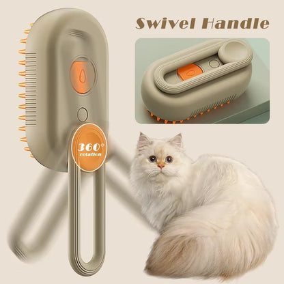 Electric Pet Steam Brush for Cats - Grooming and Hair Removal Vaporizer with Massage Function