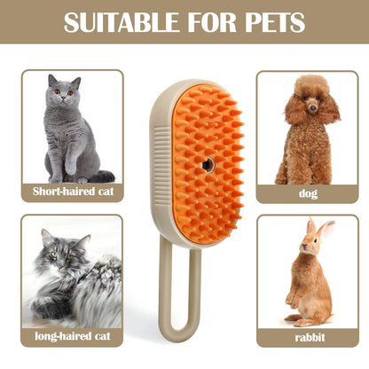 Electric Pet Steam Brush for Cats - Grooming and Hair Removal Vaporizer with Massage Function